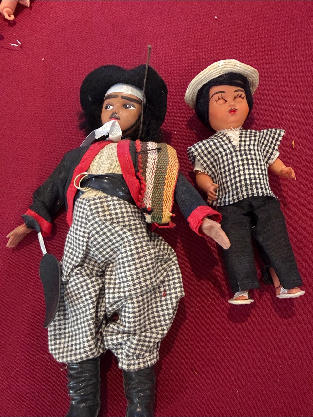 Set of Two Spanish inspired plastic dolls